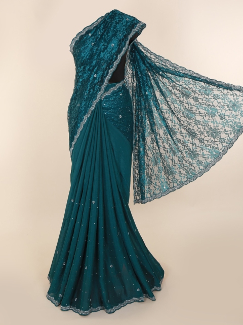 

Pothys Green Embellished Poly Georgette Saree