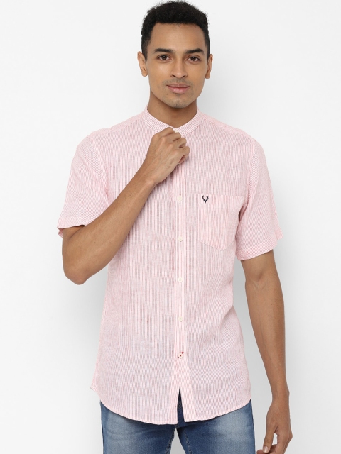 

Allen Solly Men Pink & White Slim Fit Striped Casual Shirt