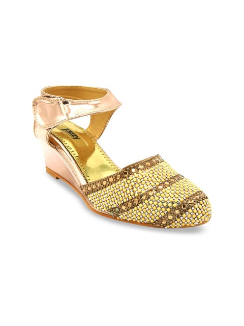 

Jazzy Juniors Girls Rose Gold & Yellow Embellished Heels