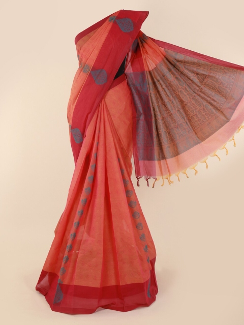 

Pothys Peach-Coloured Woven Design Pure Cotton Saree