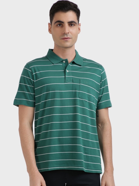 

ColorPlus Men Green Striped Polo Collar T-shirt