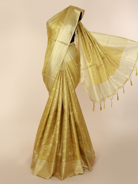 

Pothys Gold-Toned Art Silk Checked Banarasi Saree