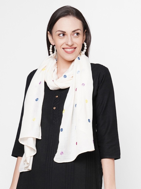 

Get Wrapped Women White Embroidered Scarf