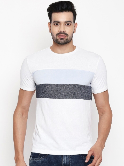 

People Men White Colourblocked Round Neck T-shirt