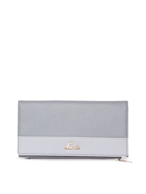 

Lavie Women Grey Solid Zip Around Wallet