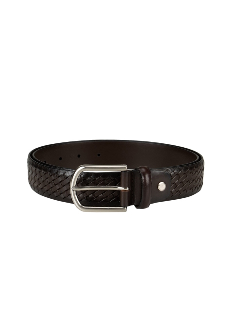 Da Milano Men Brown Textured Leather Belt