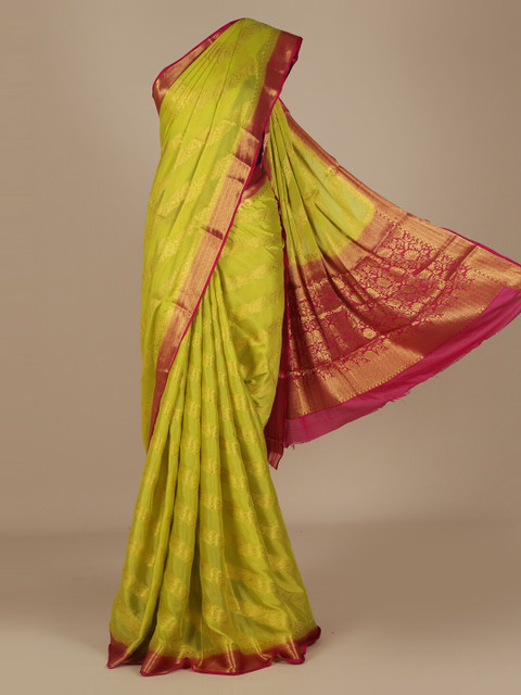 

Pothys Green Woven Design Poly Chiffon Saree