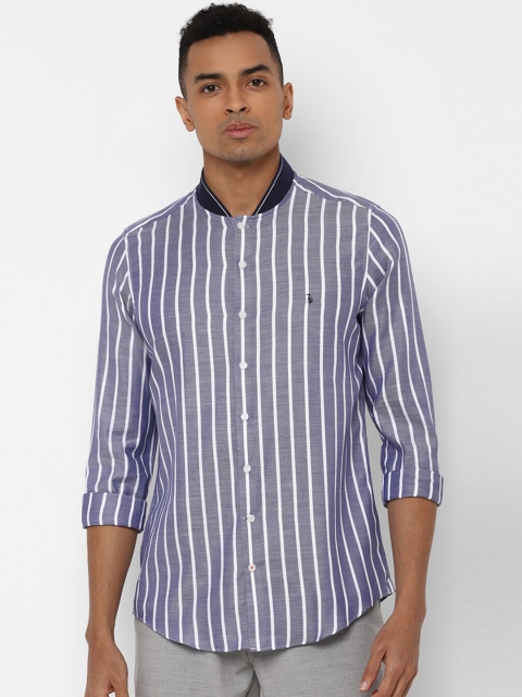 

SIMON CARTER LONDON Men Blue Slim Fit Striped Casual Shirt