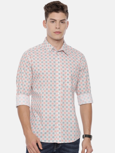 

QUANCIOUS Men Orange Regular Fit Printed Casual Shirt