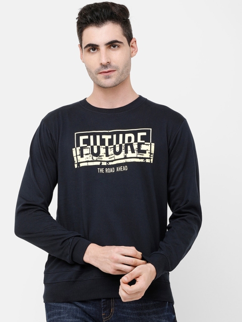 

MADSTO Men Navy Blue Printed Sweatshirt