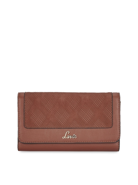 

Lavie Women Brown Textured Three Fold Wallet