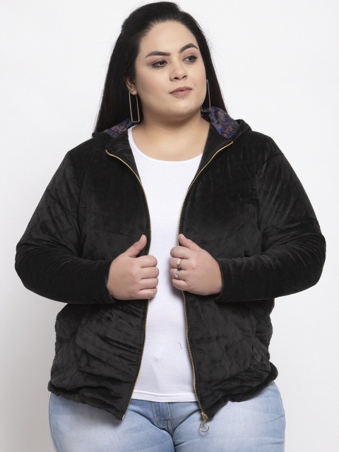 

plusS Women Black Solid Padded Jacket