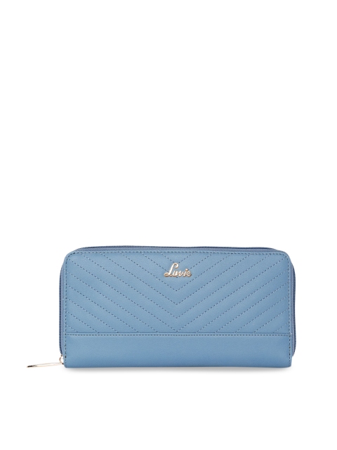 

Lavie Women Blue Solid Zip Around Wallet