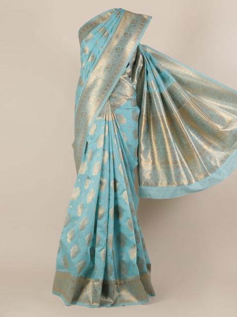 

Pothys Blue Woven Design Jute Silk Saree