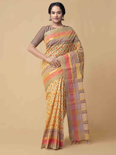 

Unnati Silks Yellow Woven Design Mangalagiri Saree