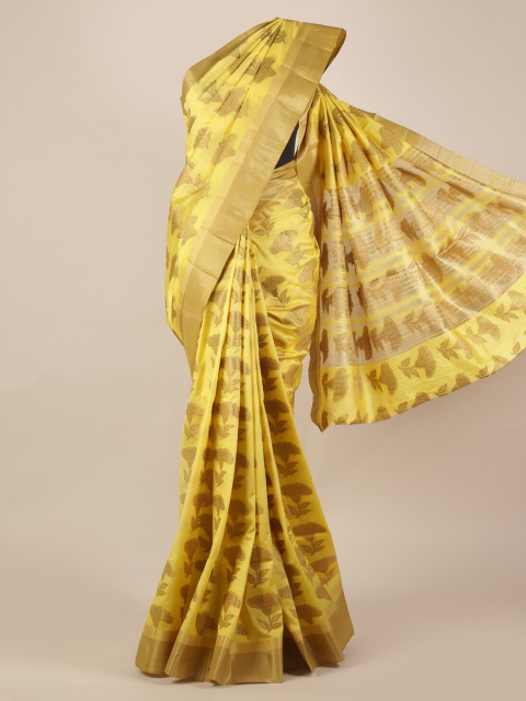 

Pothys Yellow Woven Design Jute Silk Saree