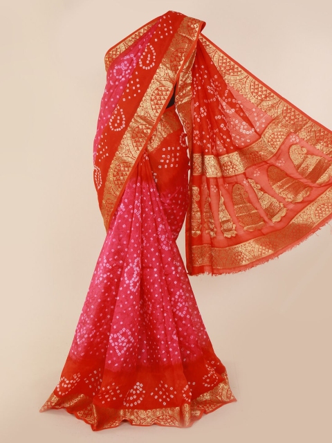 

Pothys Pink & Orange Art Silk Printed Banarasi Saree