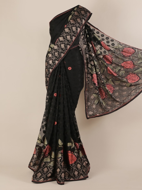 

Pothys Black Printed Poly Chiffon Saree