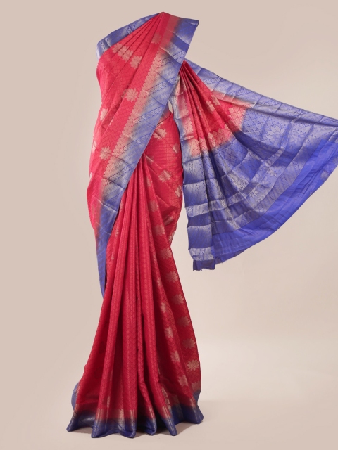 

Pothys Red & Blue Jute Silk Checked Saree