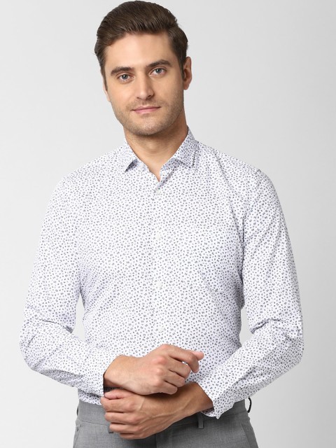 

Peter England Men White & Blue Slim Fit Printed Casual Shirt