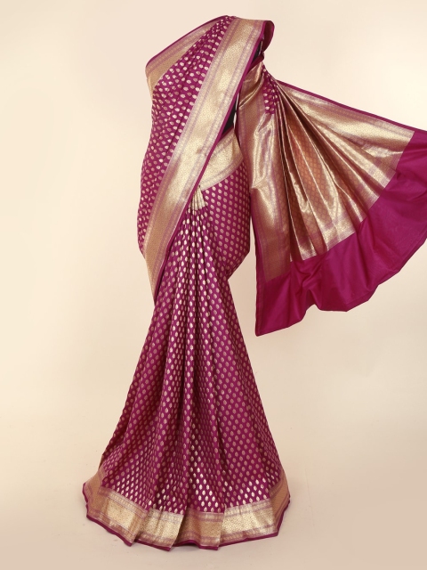 

Pothys Purple Art Silk Checked Banarasi Saree