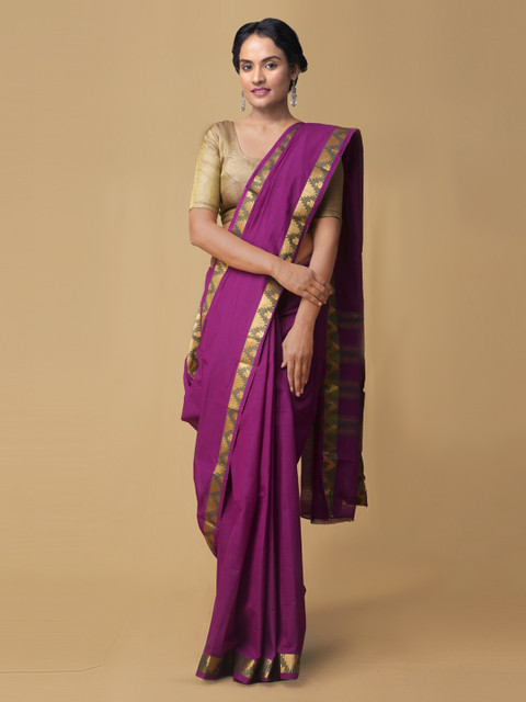 

Unnati Silks purple Women's Pure Pavni Handcrafted Cotton Saree