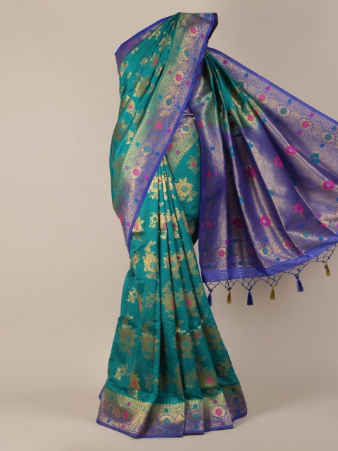 

Pothys Green & Blue Jute Silk Woven Design Saree