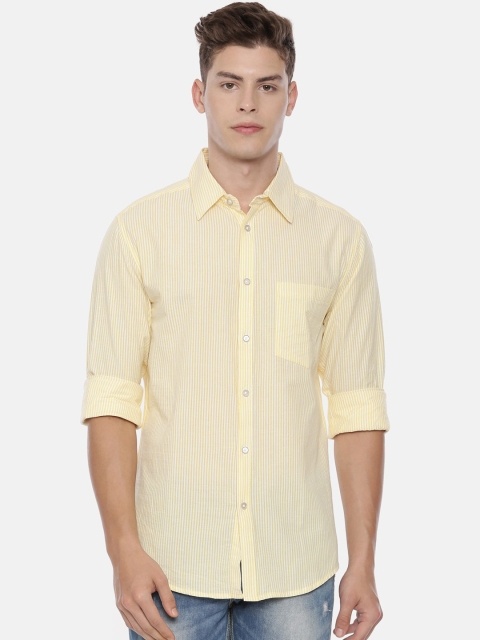 

QUANCIOUS Men Yellow Regular Fit Solid Organic Cotton Casual Shirt