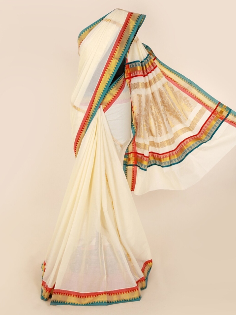 

Pothys Off-White Woven Design Pure Cotton Saree