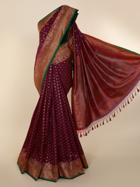 

Pothys Violet Art Silk Solid Banarasi Saree