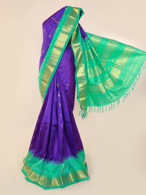 

Pothys Violet & Green Pure Silk Woven Design Kanjeevaram Saree