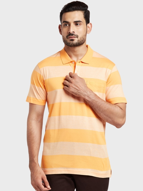 

ColorPlus Men Orange Striped Polo Collar T-shirt