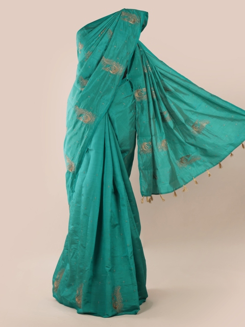 

Pothys Green Checked Jute Silk Saree