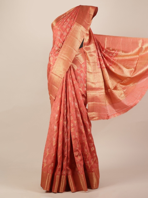 

Pothys Peach-Coloured Woven Design Jute Silk Saree