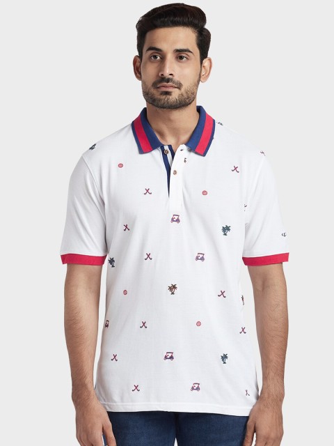 

ColorPlus Men White Printed Polo Collar T-shirt