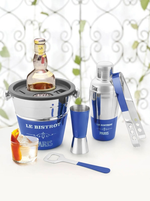 

URBAN CHEF Blue & Silver-Toned Imperial 5-Piece Stainless Steel Bar Tending Tool Set