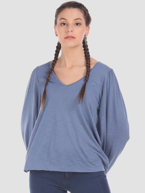 

GAP Women Blue Solid Top
