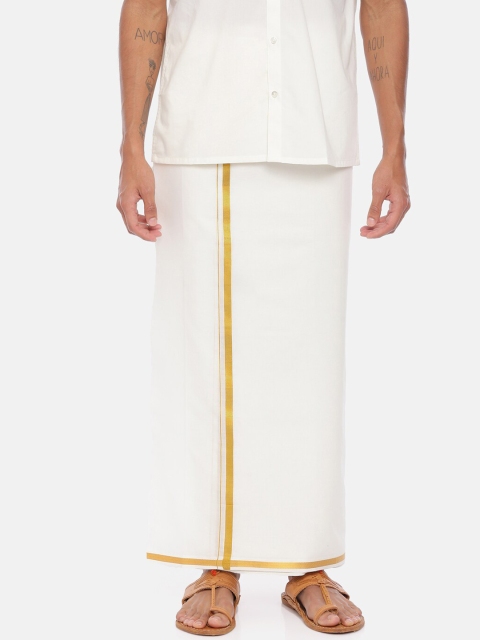 

UATHAYAM Men Cream-Coloured Solid Dhoti