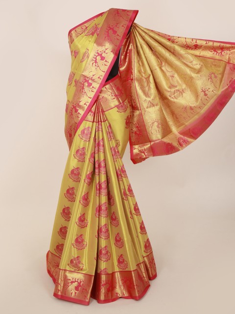 

Pothys Yellow Pure Silk Woven Design Kanjeevaram Saree