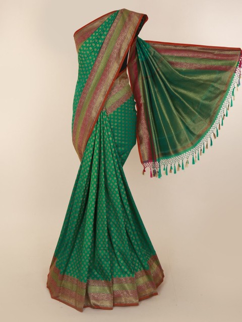 

Pothys Green Art Silk Checked Banarasi Saree