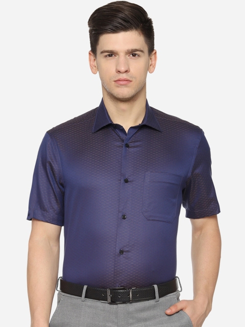 

Louis Philippe Men Navy Blue Regular Fit Self Design Casual Shirt