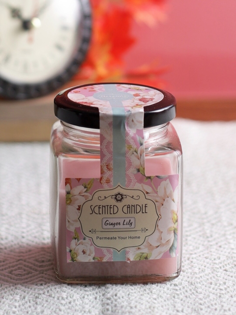 

Aapno Rajasthan Pink Ginger Lily Scented Square Glass Jar Candle