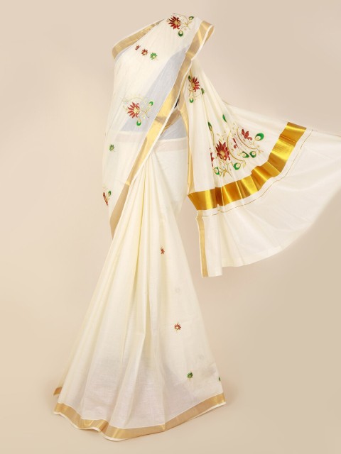 

Pothys Off-White Woven Design Pure Cotton Saree