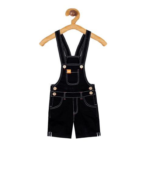 

Olele Boys Black Solid Straight-Leg Denim Dungarees