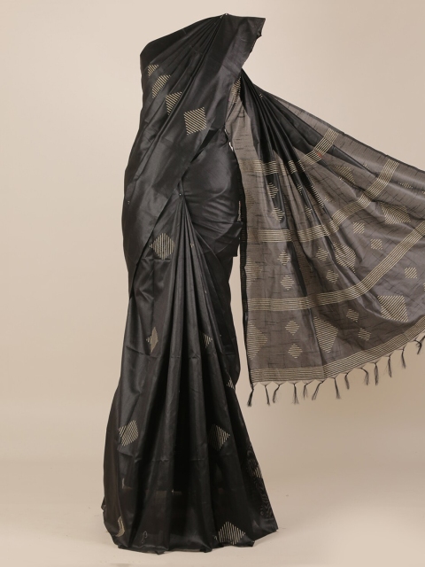 

Pothys Black Woven Design Jute Silk Saree