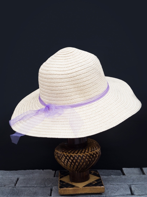 

Golden Peacock Women Off-White & Purple Sun Hat