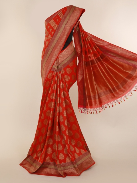 

Pothys Red Woven Design Banarasi Saree