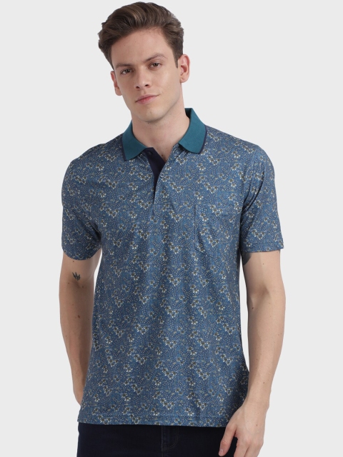

ColorPlus Men Blue Printed Polo Collar T-shirt