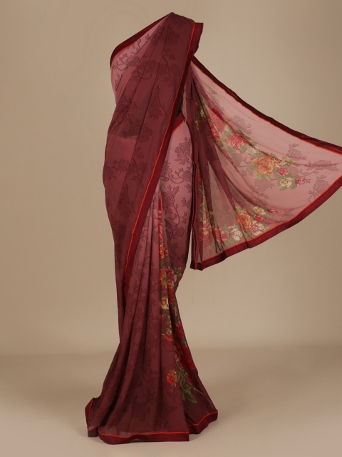 

Pothys Pink Printed Poly Chiffon Saree