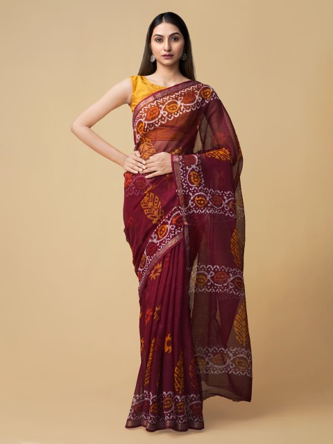 

Unnati Silks Red Pure Cotton Printed Kota Saree
